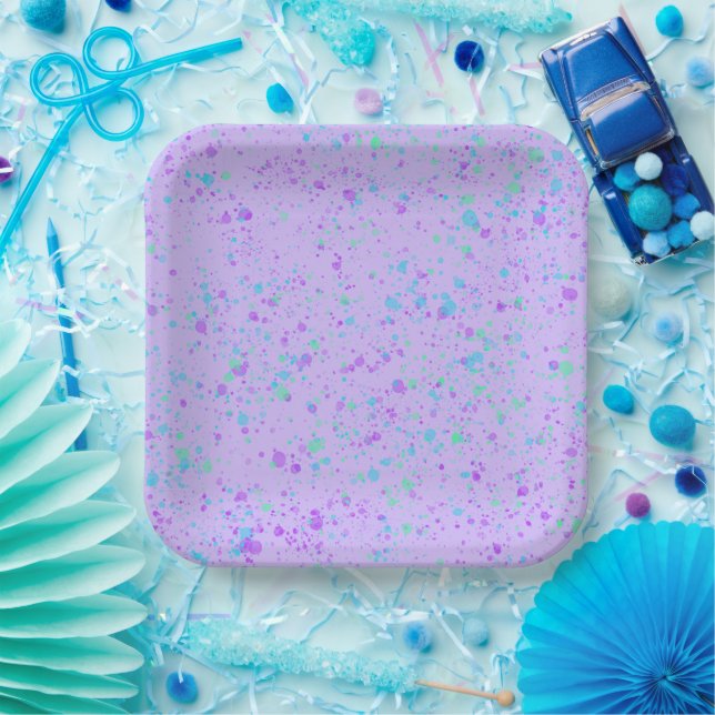 Purple Paint Splatter Birthday Paper Plate (Party)