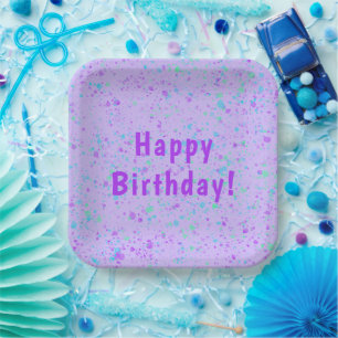 Purple Paint Splatter Birthday Plates
