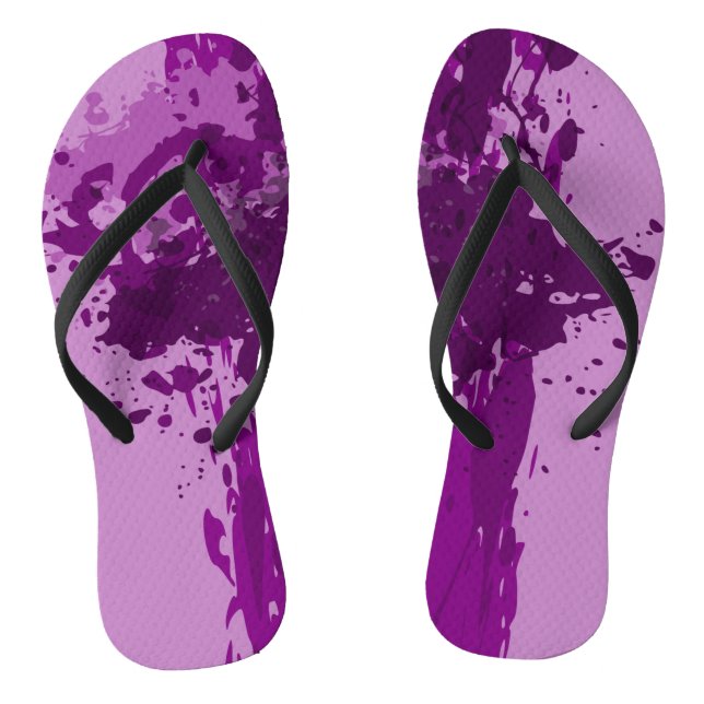 Purple Paint Splatter - Wedding Party Supply - Thongs (Footbed)