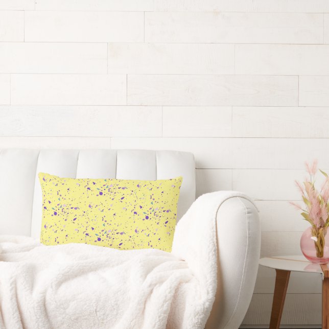 Purple Paint Splatters Lumbar Cushion (Couch)
