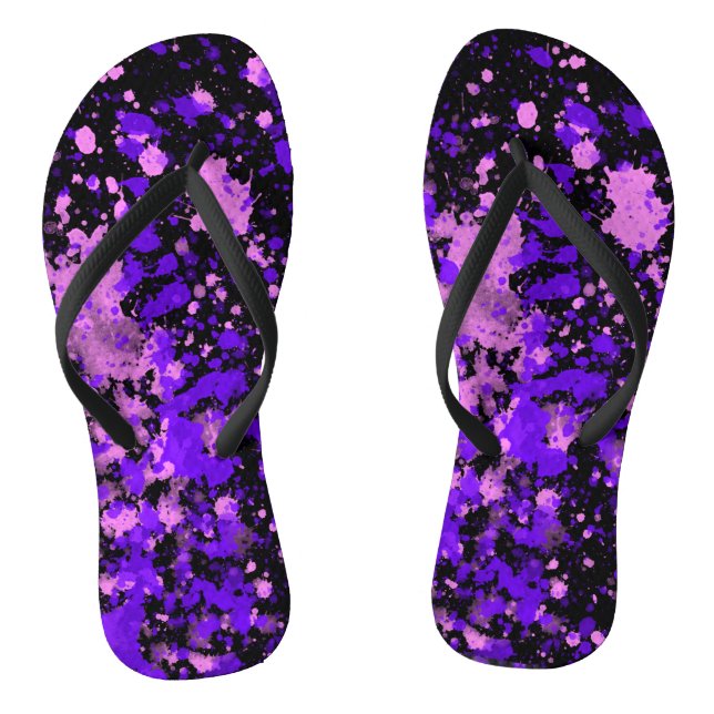 Purple Paint Splatters Thongs (Footbed)