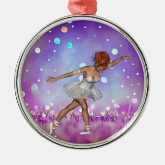 Purple Painted Bokeh Background & Ballerina Metal Ornament