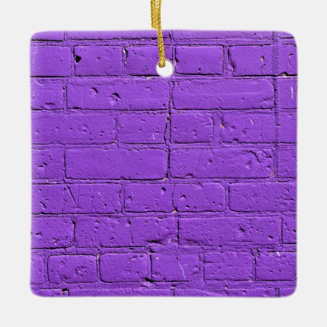 Purple Painted Brick Wall Ceramic Ornament (Front)