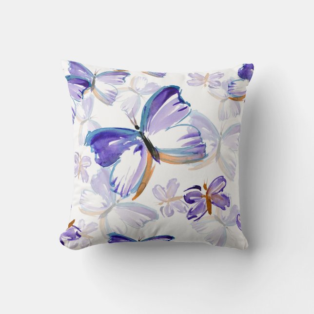 Purple Painted Butterflies Pillow (Front)