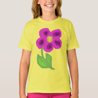 Purple Painted Flower Yellow Kids Tee