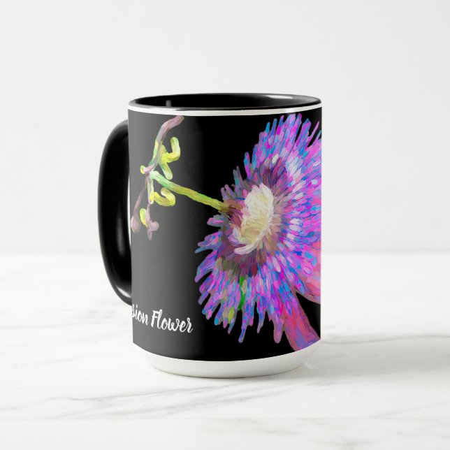 Purple Painted Passion Flower Mug (Front Left)