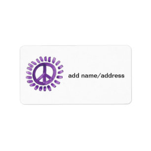 purple painted peace sign labels