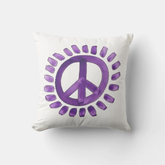 purple painted peace sign  Pillows (Front)