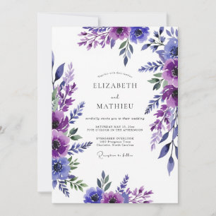 Purple Painterly Romantic Wedding Invitation