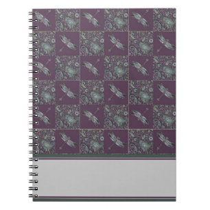 purple paisley and dragonfly check notebook