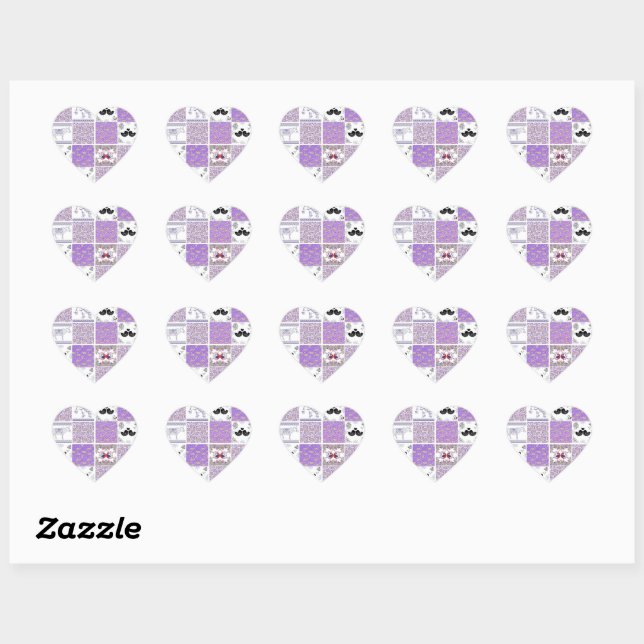 Purple Paisley Birds and Animals...  Square Sticke Heart Sticker (Sheet)
