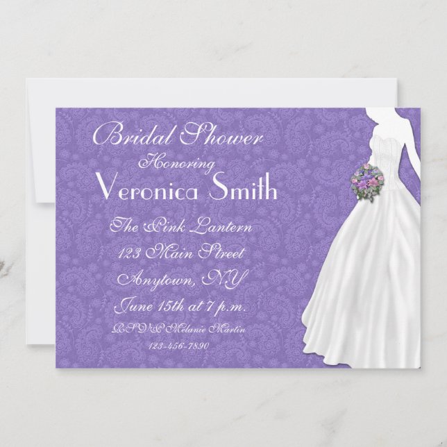 Purple Paisley Bridal Shower Invitation (Front)