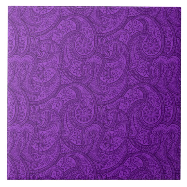 Purple Paisley Ceramic Tile (Front)