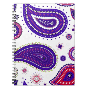 Purple paisley , colourful flower pattern notebook