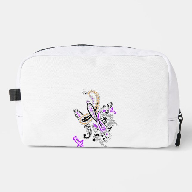 Purple Paisley Dopp Kit Toiletry Bag (Front)