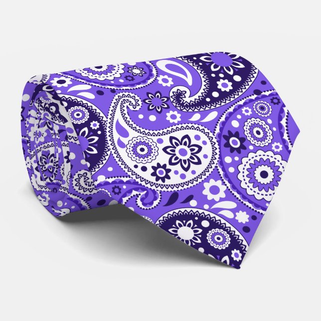 Purple Paisley Fancy Texas Country Western Tie (Rolled)