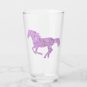 Purple Paisley Galloping Horse Glass