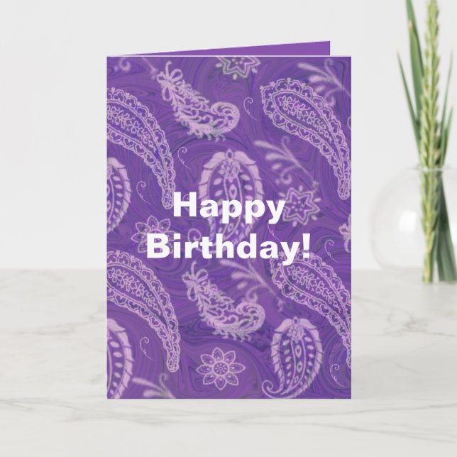 Purple Paisley Greeting Card (Front)
