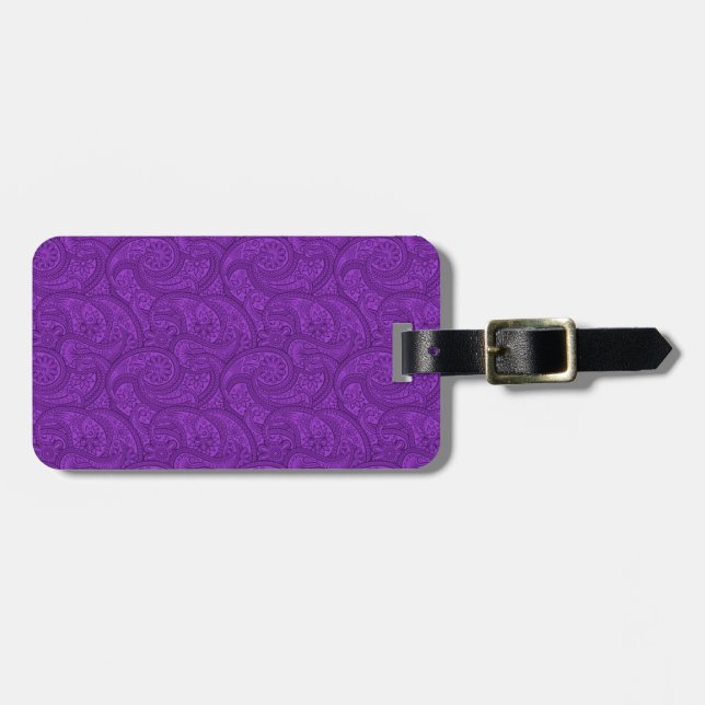 Purple Paisley Luggage Tag (Front Horizontal)