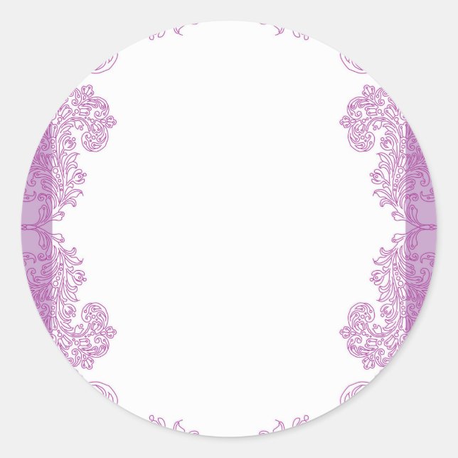 Purple Paisley middle eastern invitation Template Classic Round Sticker (Front)