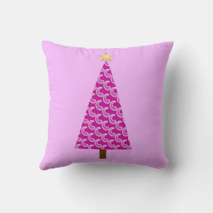 Purple paisley modern Christmas tree Cushion