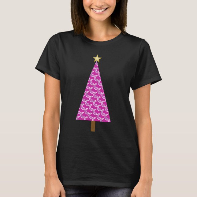 Purple paisley modern Christmas tree T-Shirt (Front)