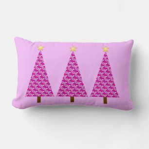 Purple paisley modern Christmas trees Lumbar Cushion