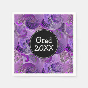 Purple Paisley Pattern Custom Party Napkin