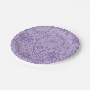 Purple paisley pattern paper plate