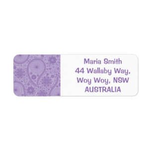 Purple paisley pattern return address label