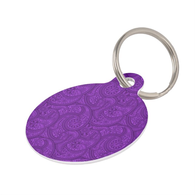 Purple Paisley Pet Tag (Side)