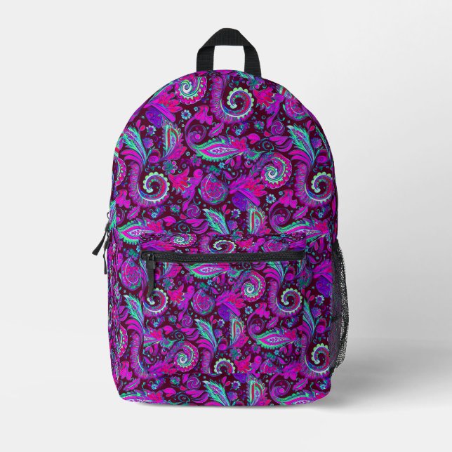Purple Paisley Printed Backpack (Front)