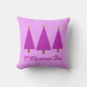 Purple Paisley Retro Modern Christmas Trees Cushion