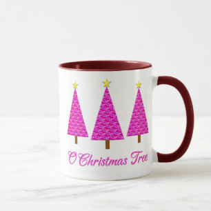 Purple Paisley Retro Modern Christmas Trees Mug