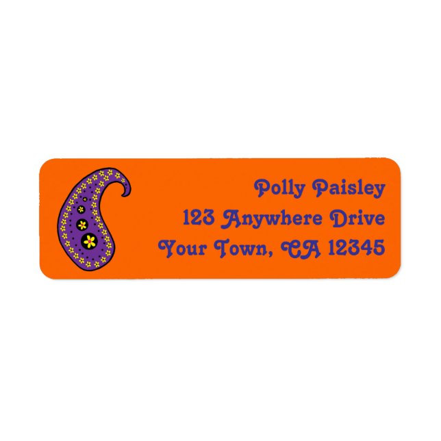 Purple Paisley Return Address Label (Front)