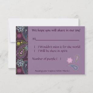 Purple Paisley RSVP Card
