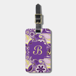 Purple Paisley Smooth Gradient Background Luggage Tag