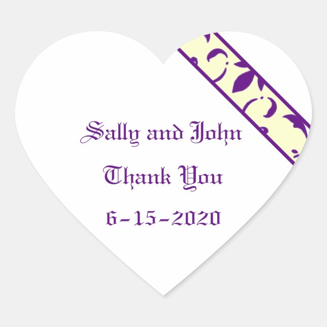 Purple, Pale Yellow, Favour Sticker (Front)