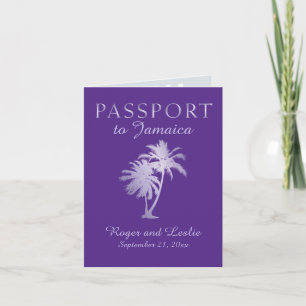 Purple Palm Faux Foil Jamaica Wedding Passport Invitation