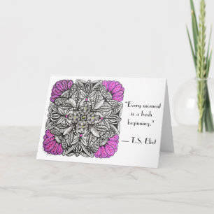 Purple Palm Frond Doodle with Quote Birthday Card