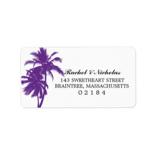 Purple Palm Tree   Address Label