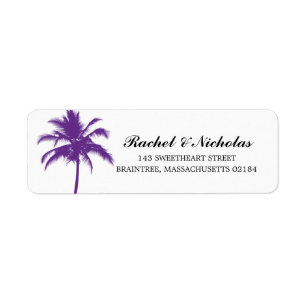 PURPLE Palm Tree   Return Address Label