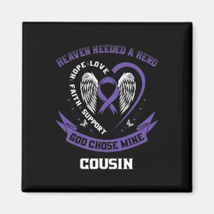 Purple Pancreatic Cancer Awareness Ribbon Cousin H Magnet