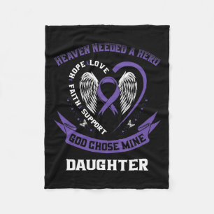 Purple Pancreatic Cancer Awareness Ribbon Daughter Fleece Blanket
