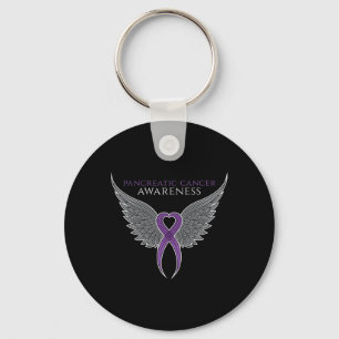 Purple Pancreatic Cancer Awareness Ribbon with Ang Key Ring