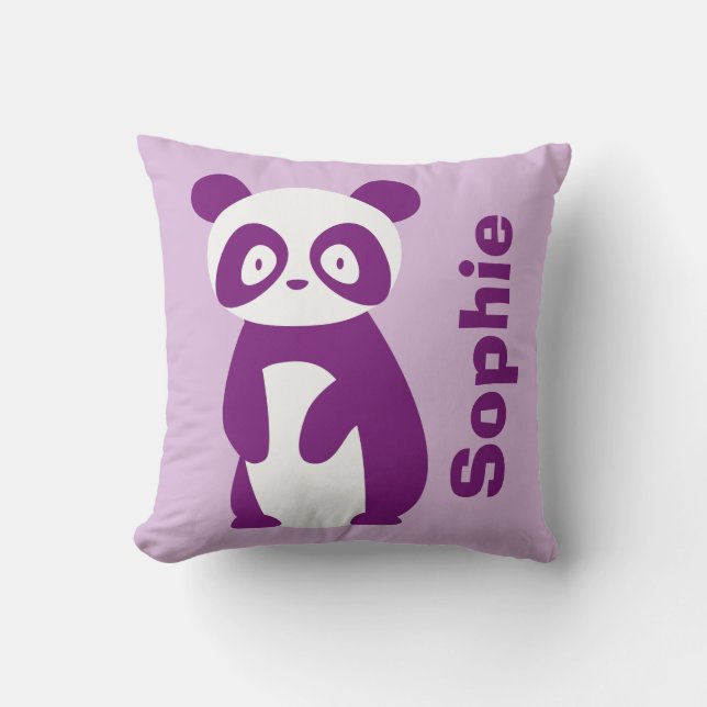 Purple Panda (Any Name) Personalised Cushion (Front)