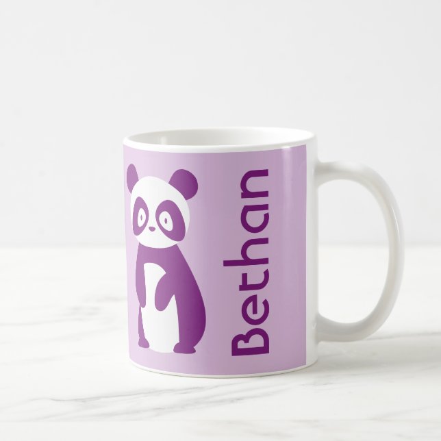 Purple Panda (Any Name) Personalised Mug (Right)