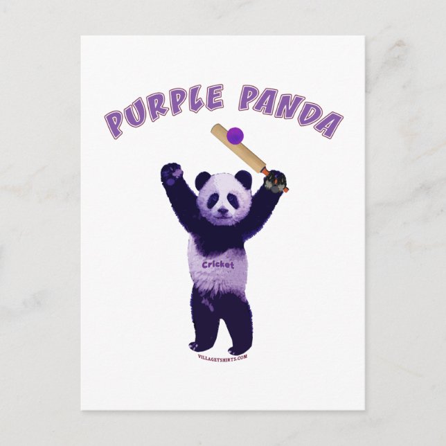 Purple Panda Cricket Postcard (Front)