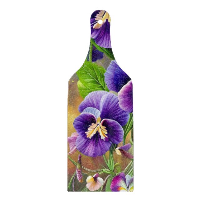 Purple Pansies -AI ART Cutting Board (Front)