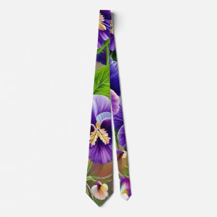 Purple Pansies -AI ART Tie